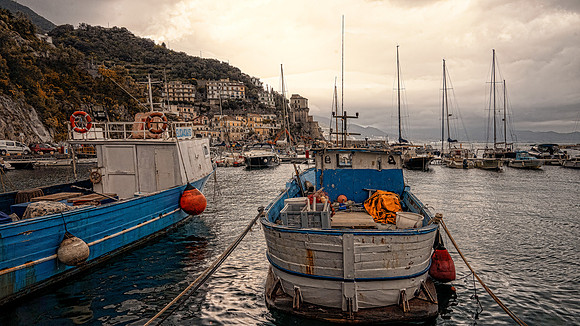 Amalfi Coast Fishing Boats At Dock 2