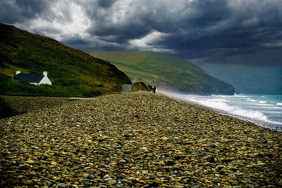 Beach Walking On A Stormy Day Pembrokeshire Coast Wales, UK 3