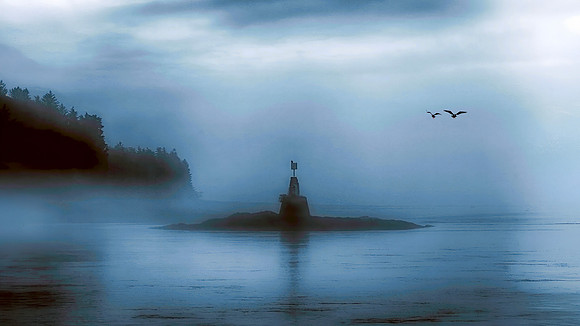 Channel Marker In Morning Mist Alaska 262