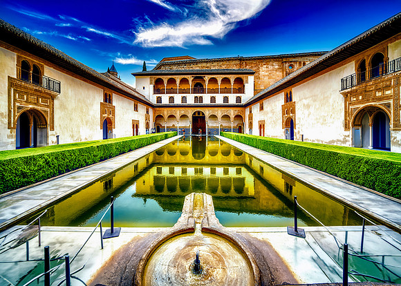 Alhambra Fountain and Building 26 u s