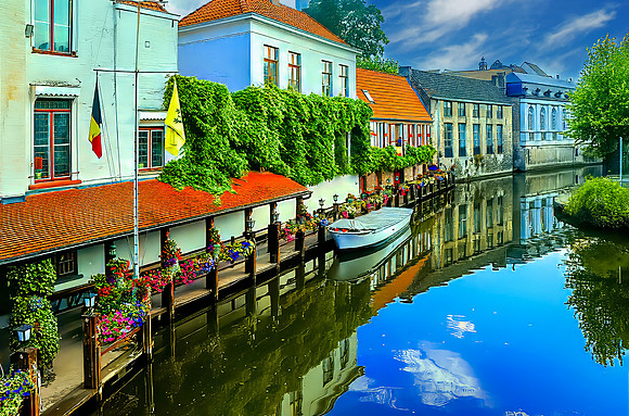Boat Docked Along Canal Burges 26