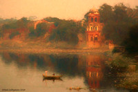 Adjacent to  the Taj Mahal Agra India painted signed