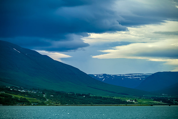 Approaching Akureyri Iceland On An Overcast Early Morning