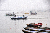 Boats On the Ganges Early Morning painted 1