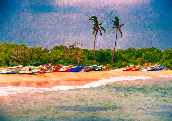 Beached Fishing Boats Sri Lanka Indian Ocean  4