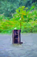 Channel Marker and Gull In the Rain  80p